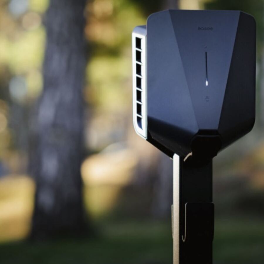 easee home EV charger on a post outdoors