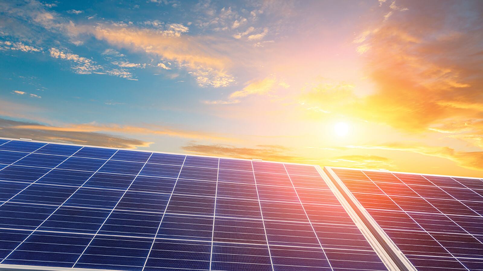 Solar panels in bright sunshine